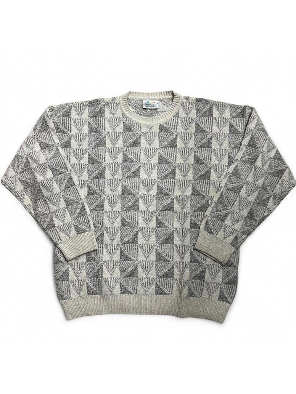 90s Monello Beige geometric patterned sweater Size M